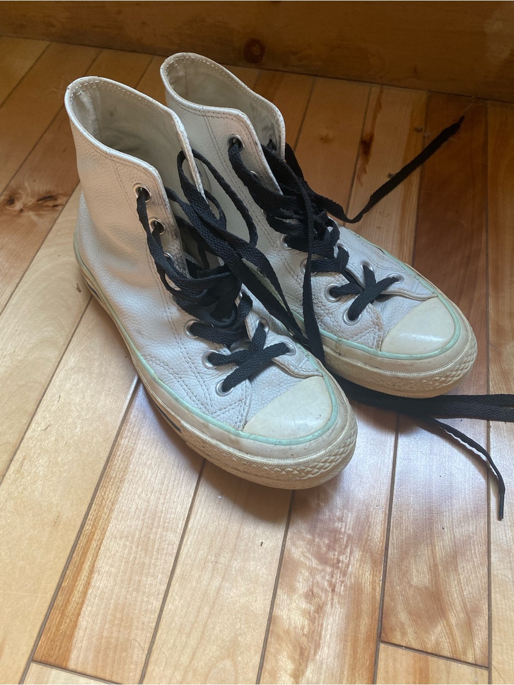 Converse White High-Top Sneakers with Black Laces